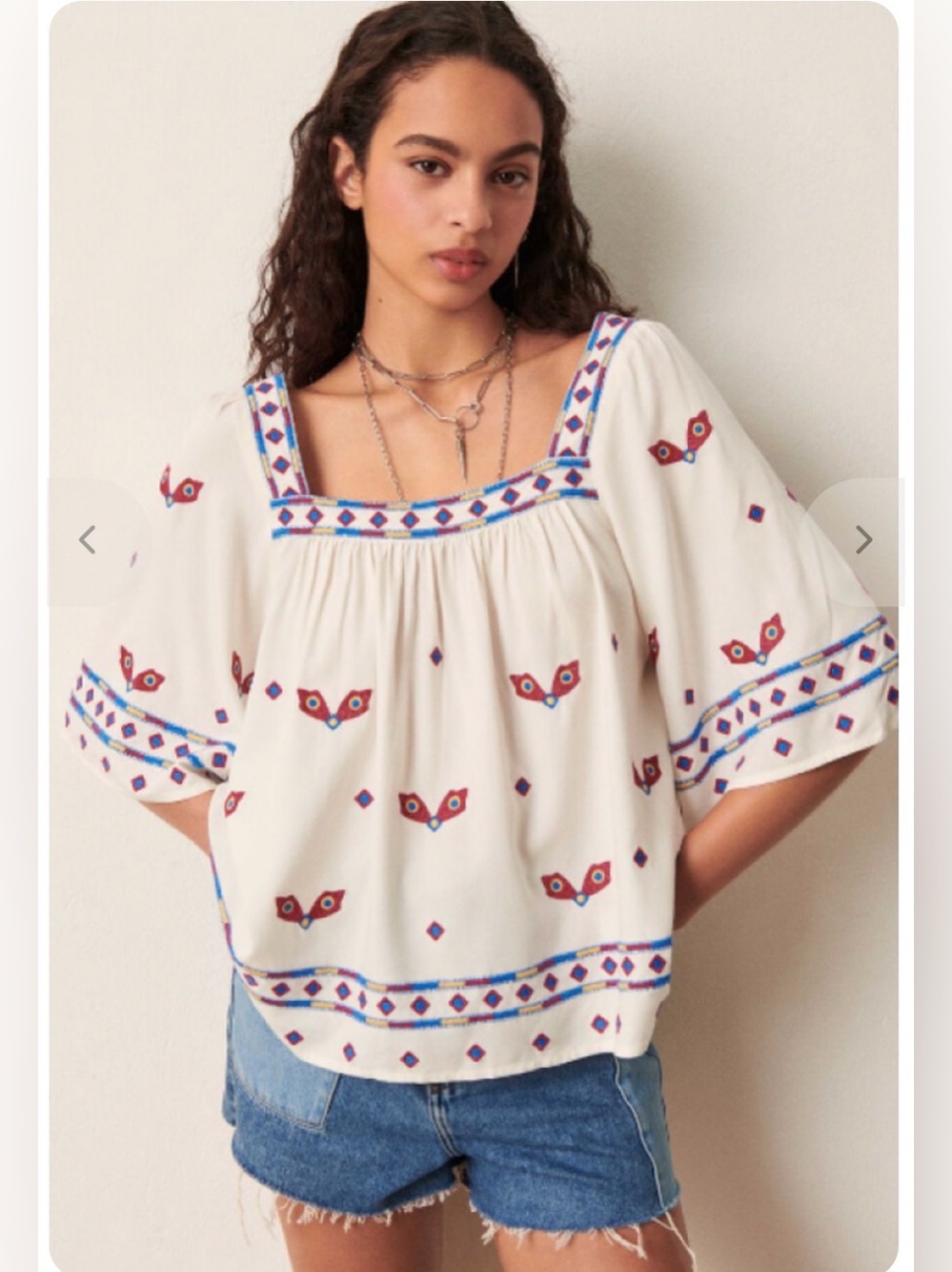 BA&SH Jay Embroidered Chiffon Blouse